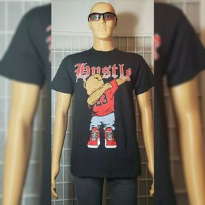 HUSTLE MEN'S TSHIRTS BLACK GRAPHIC SIZE M